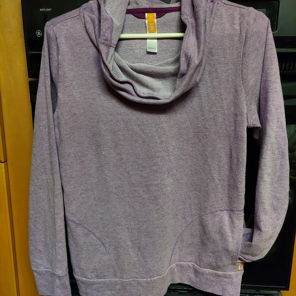Lucy large cowl neck French terry pullover 2 pockets medium lavender lilac